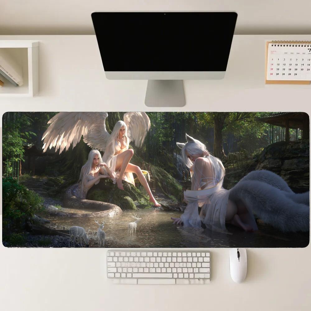 Desk Setup Girl - Forest girl Gaming Mats Extended Pad