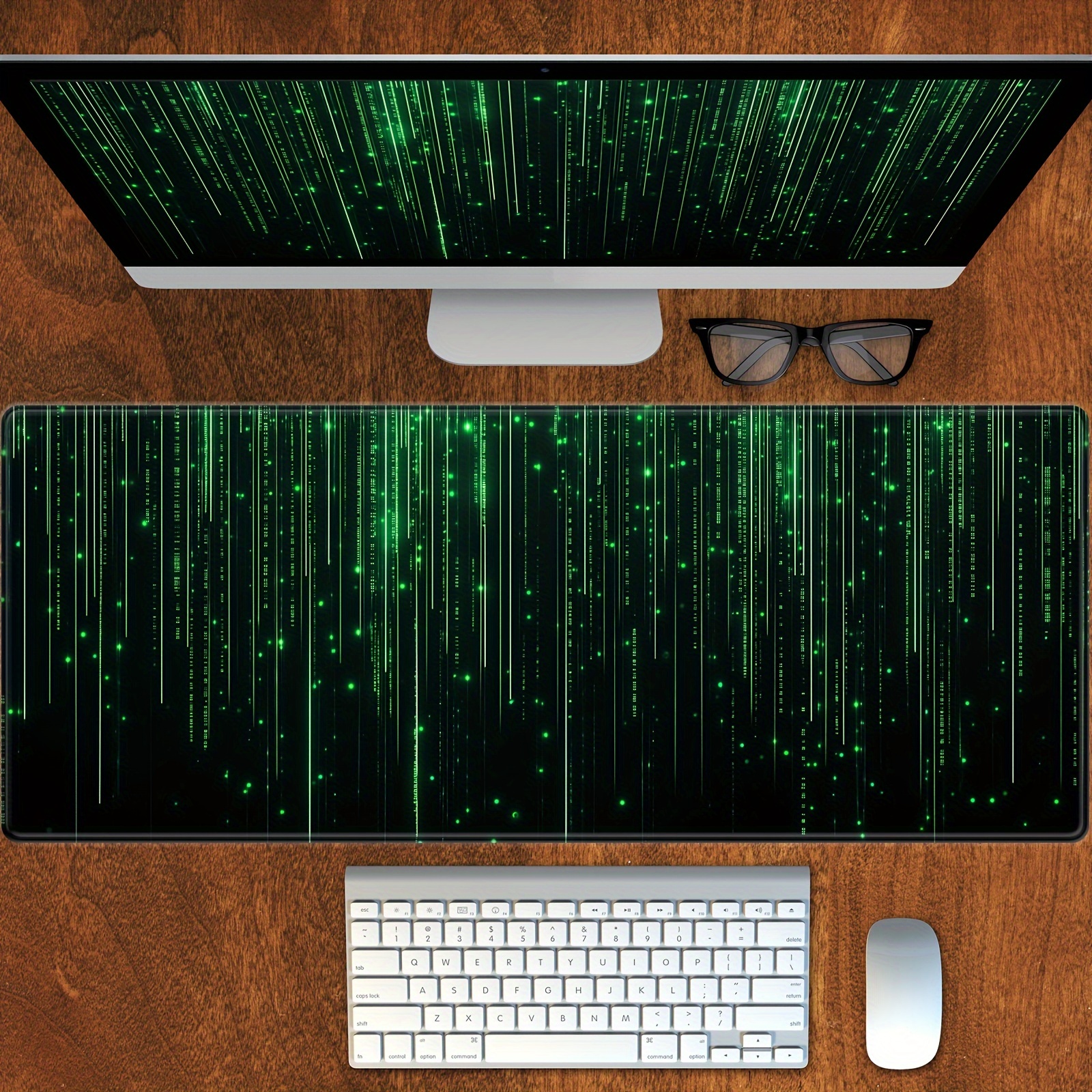 Desk Setup Or Set Up - Large Green Code Gaming Mouse Pad