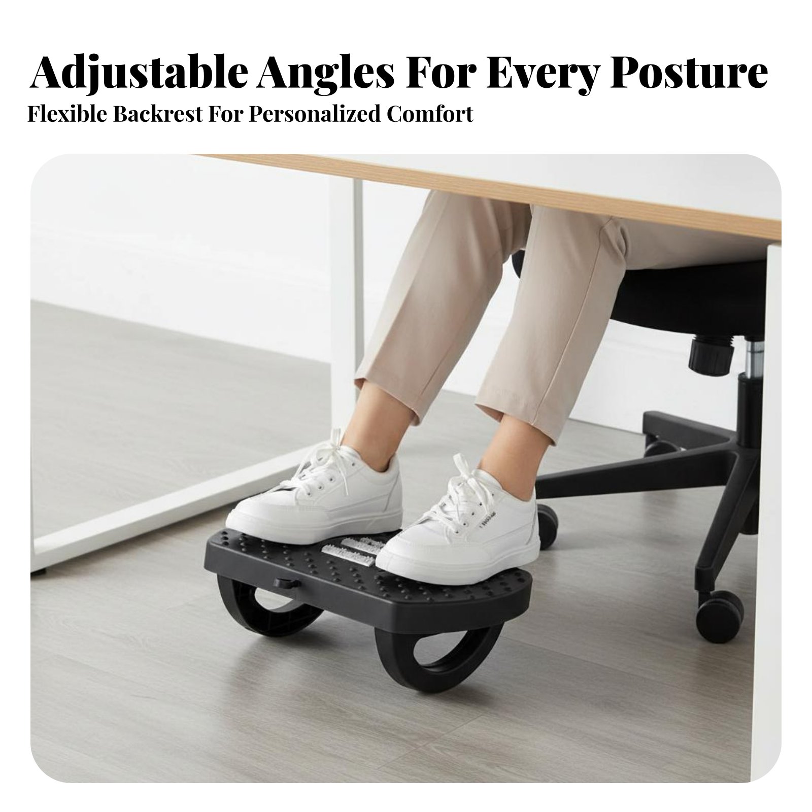 Desk Setup Small Room - Adjustable beneath-desk Footrest Non-Slip Base Footstool