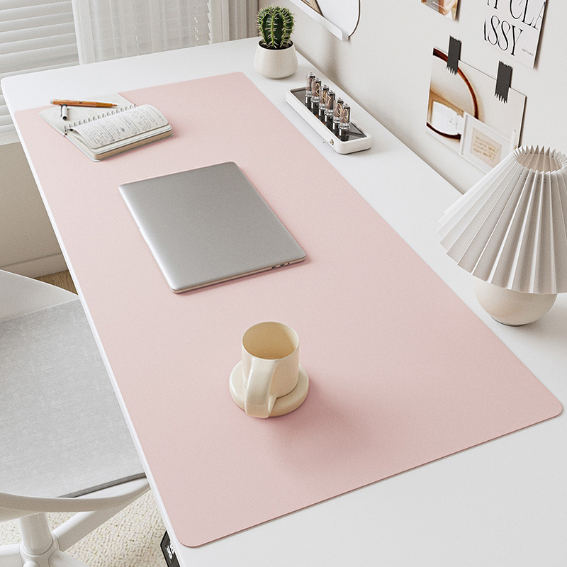 Desk Setup Pink - PU Leather Mouse Pads Desk Mat