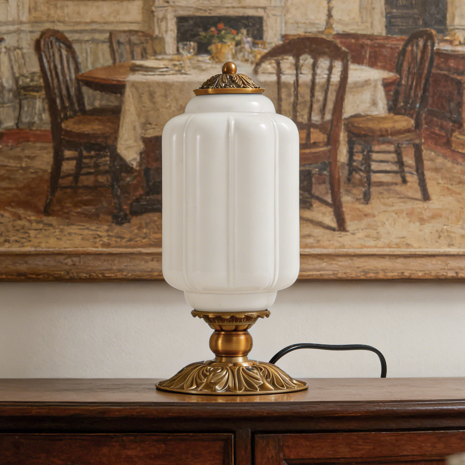 Desk Setup Lighting - Nordic Vintage Milk Glass Table Lamp