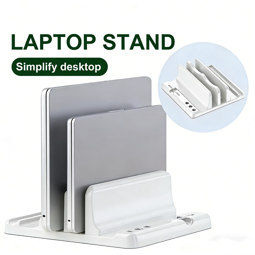 Desk Setup Pink - Adjustable Laptop Stand Vertical Save Desktop