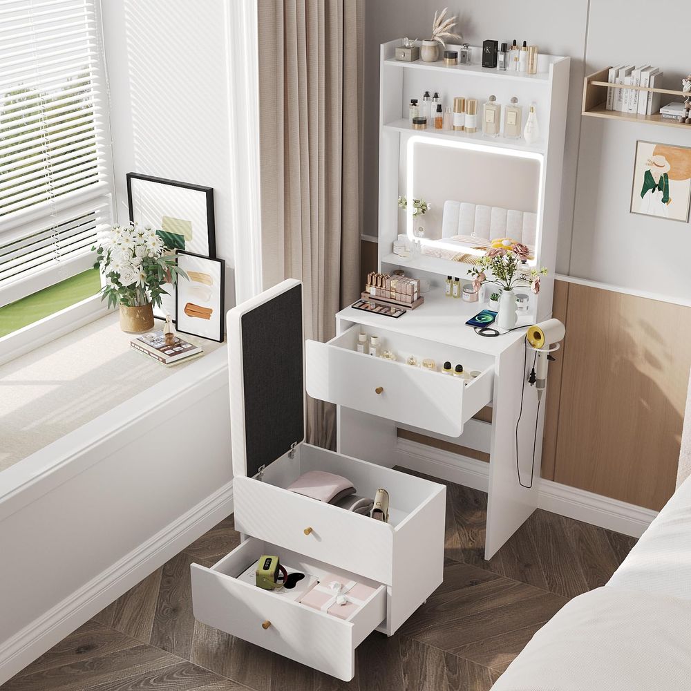 Make Up Vanity Desk with Mirro - Desk Setup Girl のレビューと価格