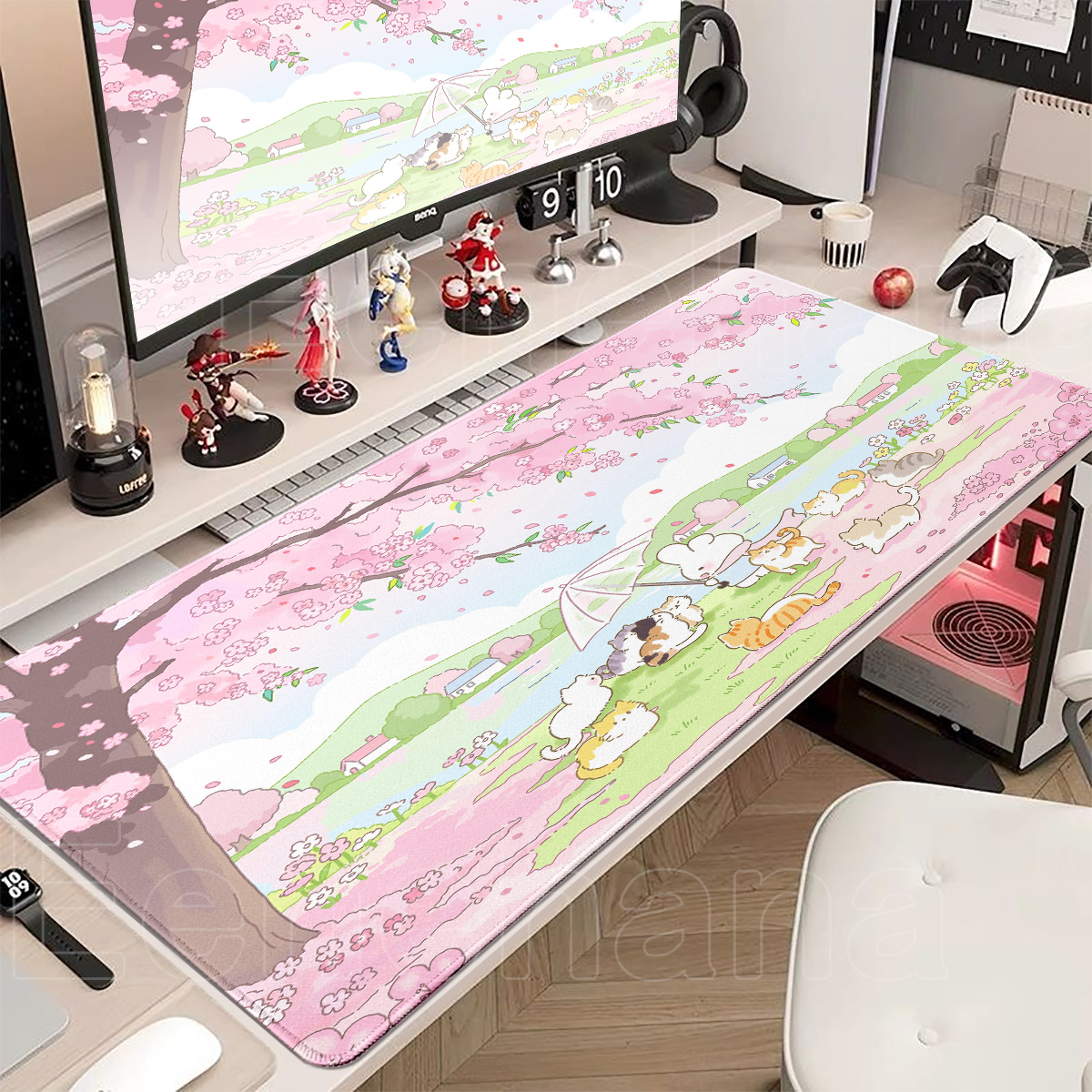Spring Cute Rabbit Mouse Pad L - Desk Setup Pink のレビューと価格