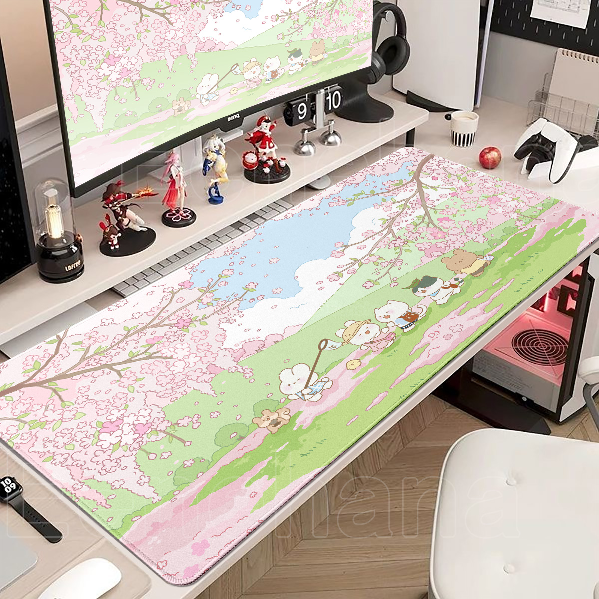 Spring Cute Rabbit Mouse Pad L - Desk Setup Pink のレビューと価格