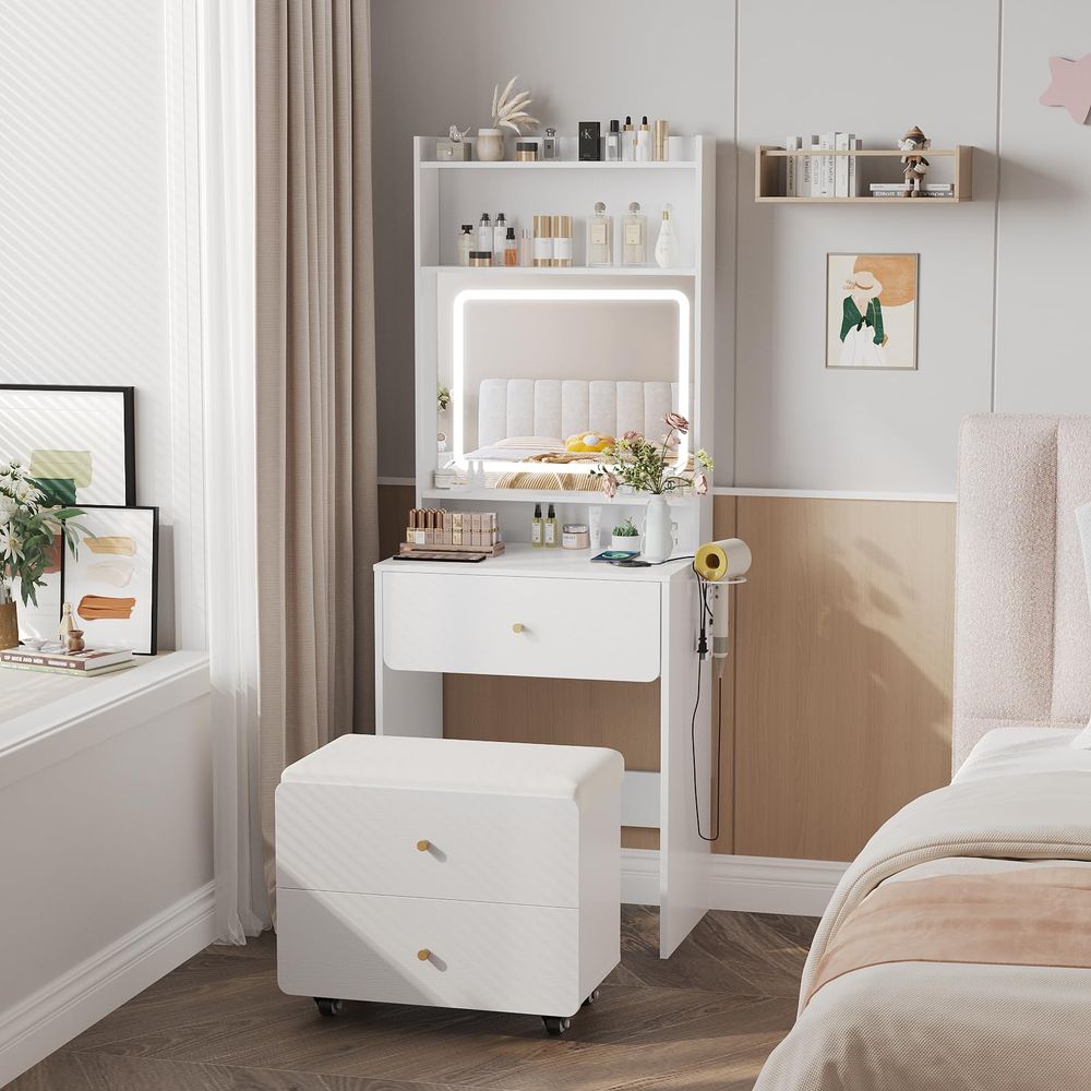 Make Up Vanity Desk with Mirro - Desk Setup Girl のレビューと価格