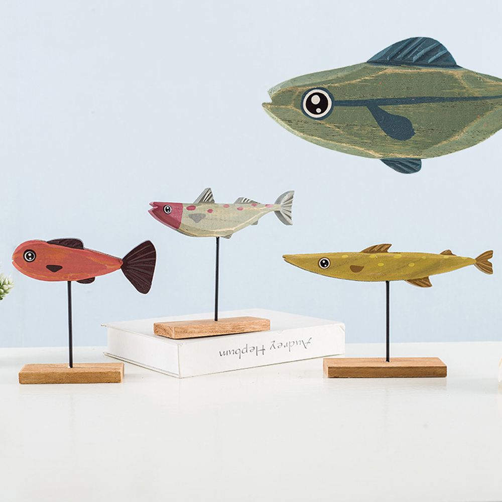 Exquisite Wooden Fish Statue C - Desk Setup Wood のレビューと価格