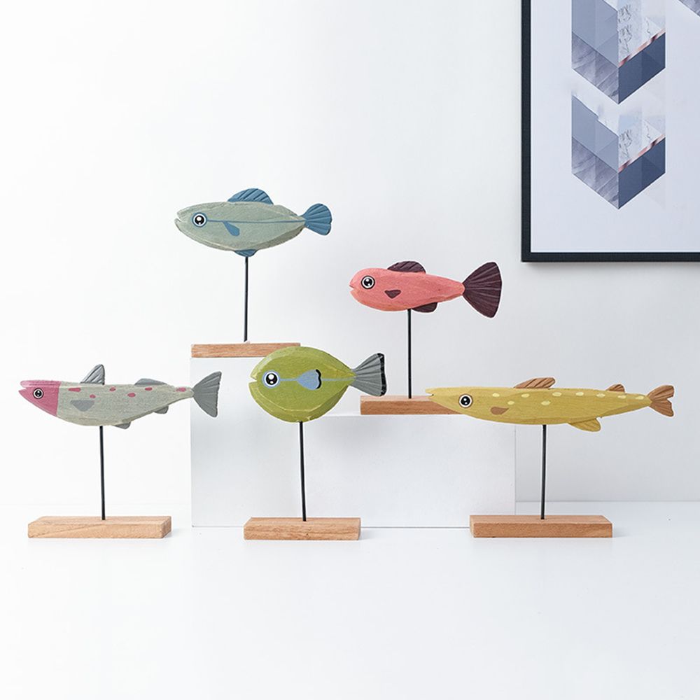 Exquisite Wooden Fish Statue C - Desk Setup Wood のレビューと価格