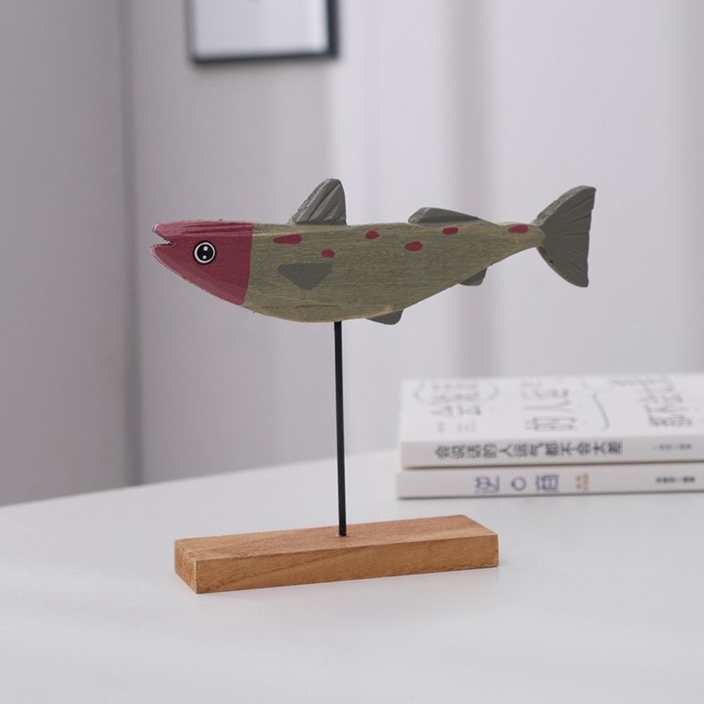 Exquisite Wooden Fish Statue C - Desk Setup Wood のレビューと価格