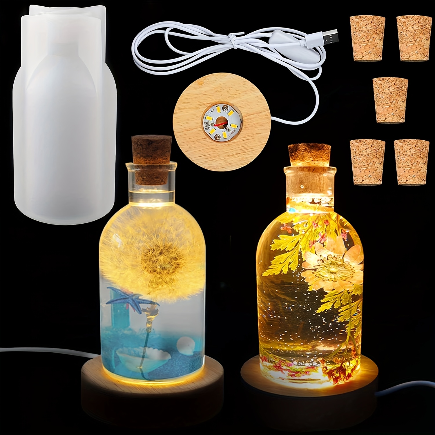 Drift Bottle Light Resin Mold  - Desk Setup Wood のレビューと価格