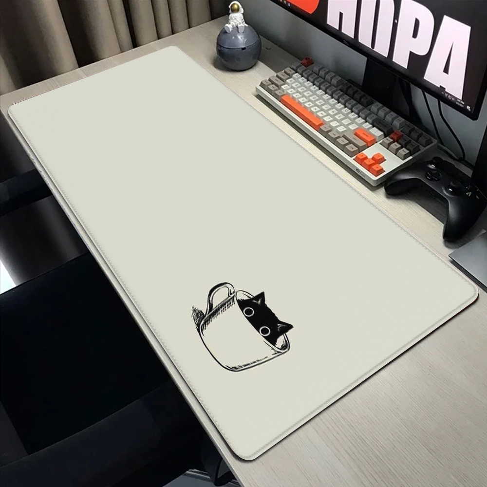 Funny black cat Mouse Pads Cut - Desk Setup Pink のレビューと価格