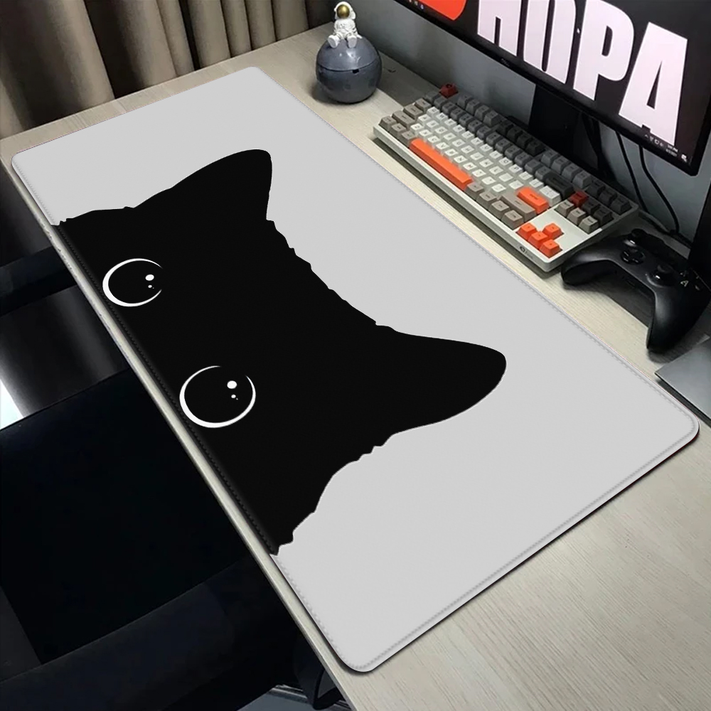 Funny black cat Mouse Pads Cut - Desk Setup Pink のレビューと価格