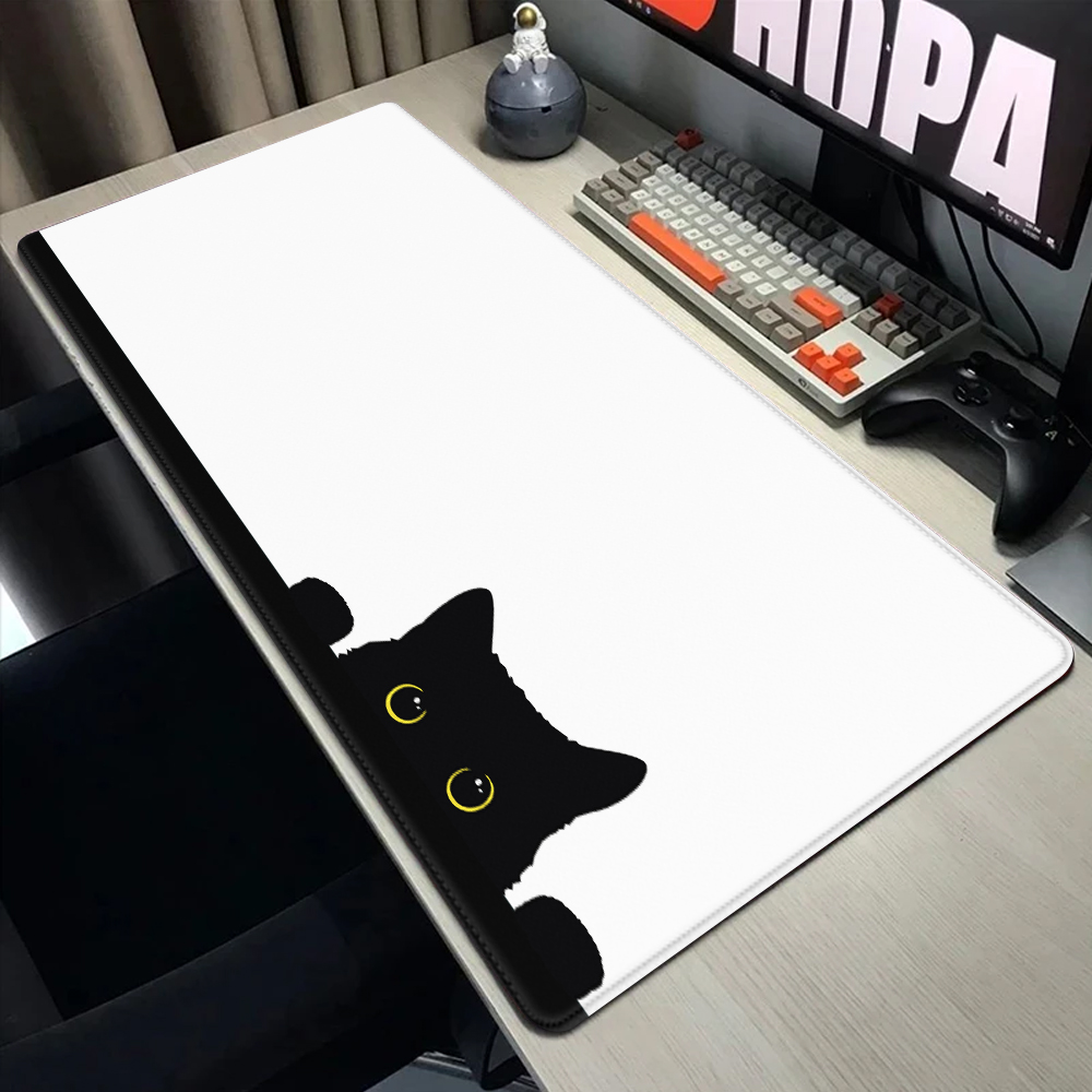 Funny black cat Mouse Pads Cut - Desk Setup Pink のレビューと価格