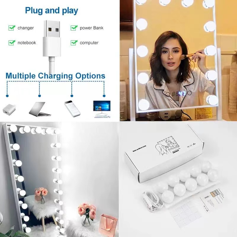LED Light Paste Mirror Makeup  - Desk Setup Lighting のレビューと価格