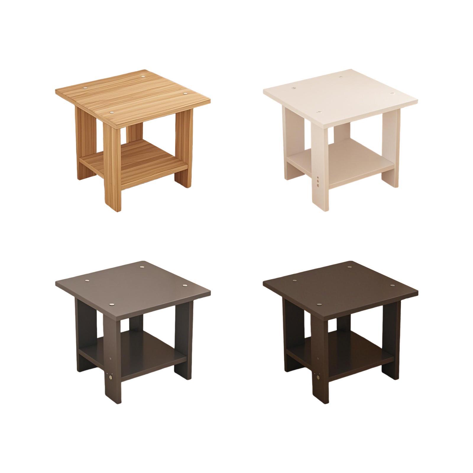 Wooden Double Layers Side Tabl - Desk Setup Wood のレビューと価格