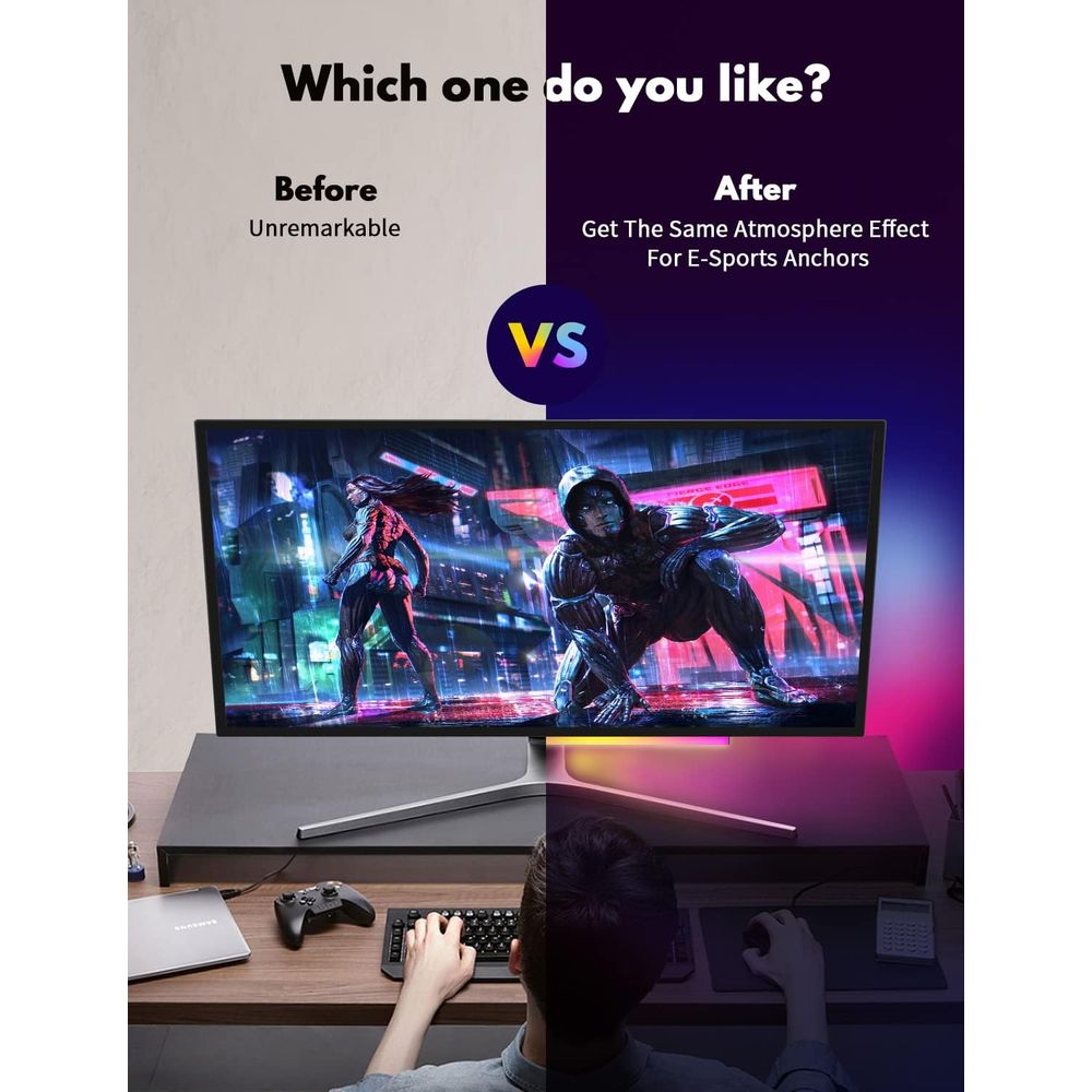 12 5V USB-Powered RGB Light Ba - Desk Setup Options のレビューと価格