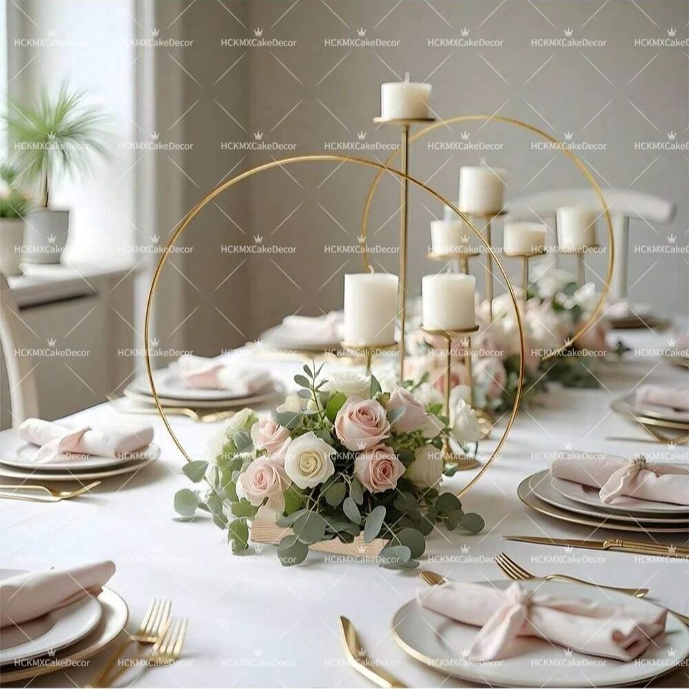 5pcs Gold Wire Floral Hoop wit - Desk Setup Wood のレビューと価格