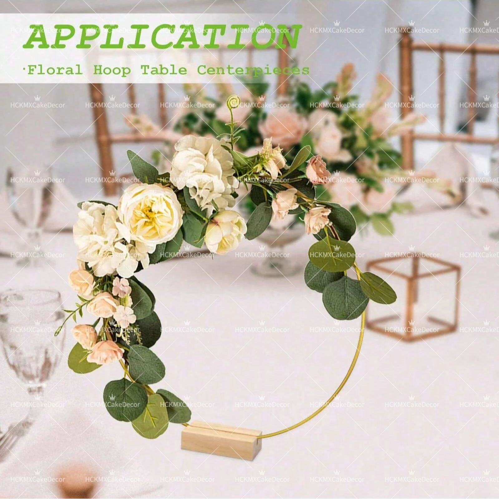 5pcs Gold Wire Floral Hoop wit - Desk Setup Wood のレビューと価格