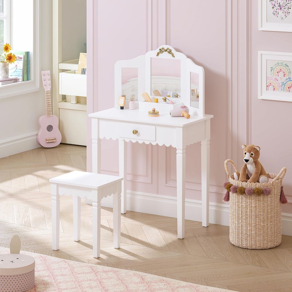 Kids Vanity Set with Mirror an - Desk Setup Girl のレビューと価格