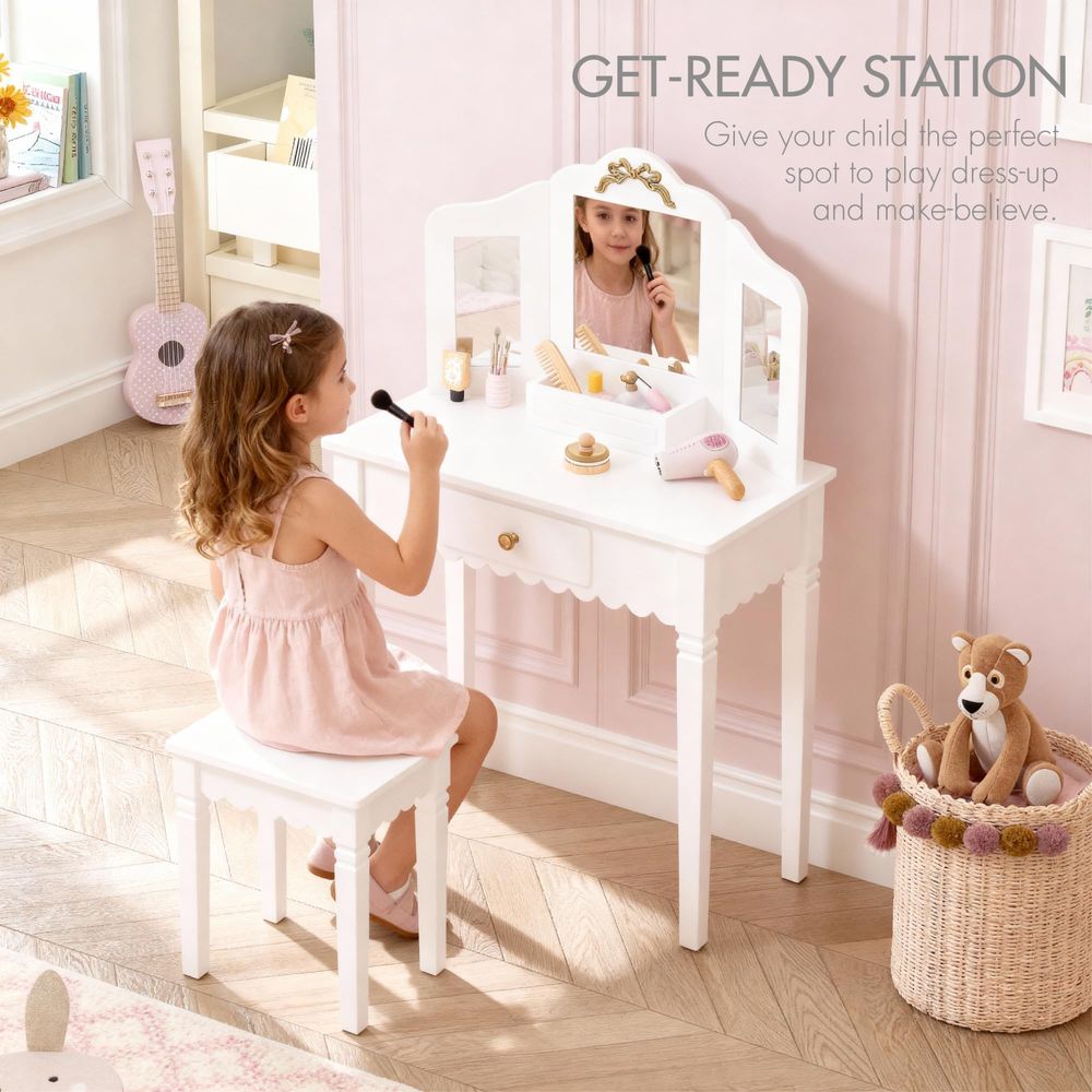 Kids Vanity Set with Mirror an - Desk Setup Girl のレビューと価格