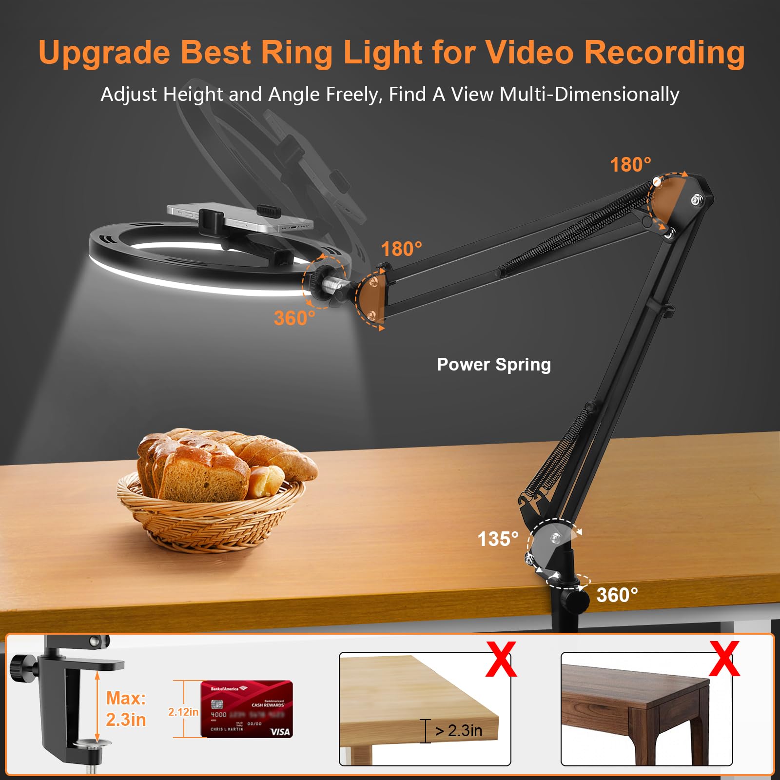 Nice Overhead Tripod With Ring - Desk Setup Lighting のレビューと価格