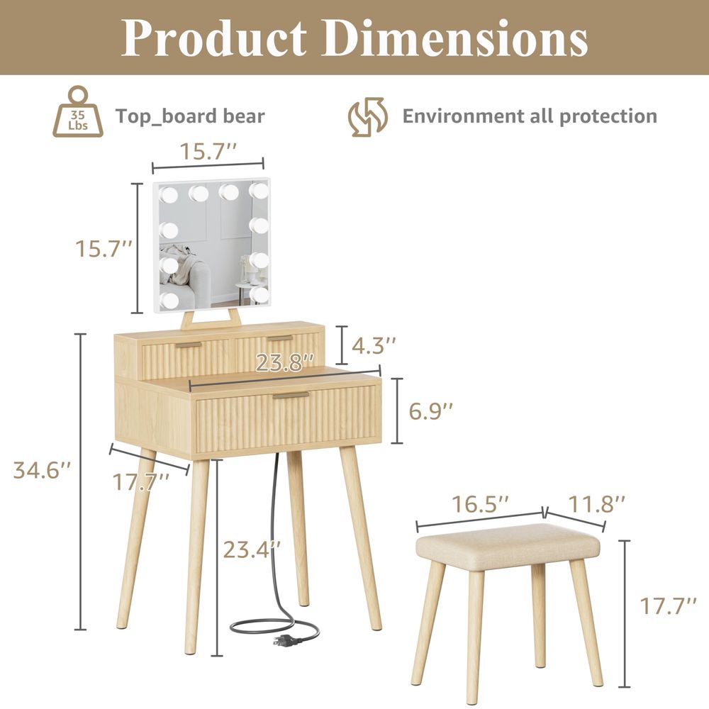 Small Vanity Desk with Hollywo - Desk Setup Girl のレビューと価格