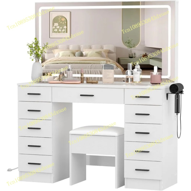 Glass Top Makeup Table with Mi - Desk Setup Lighting のレビューと価格