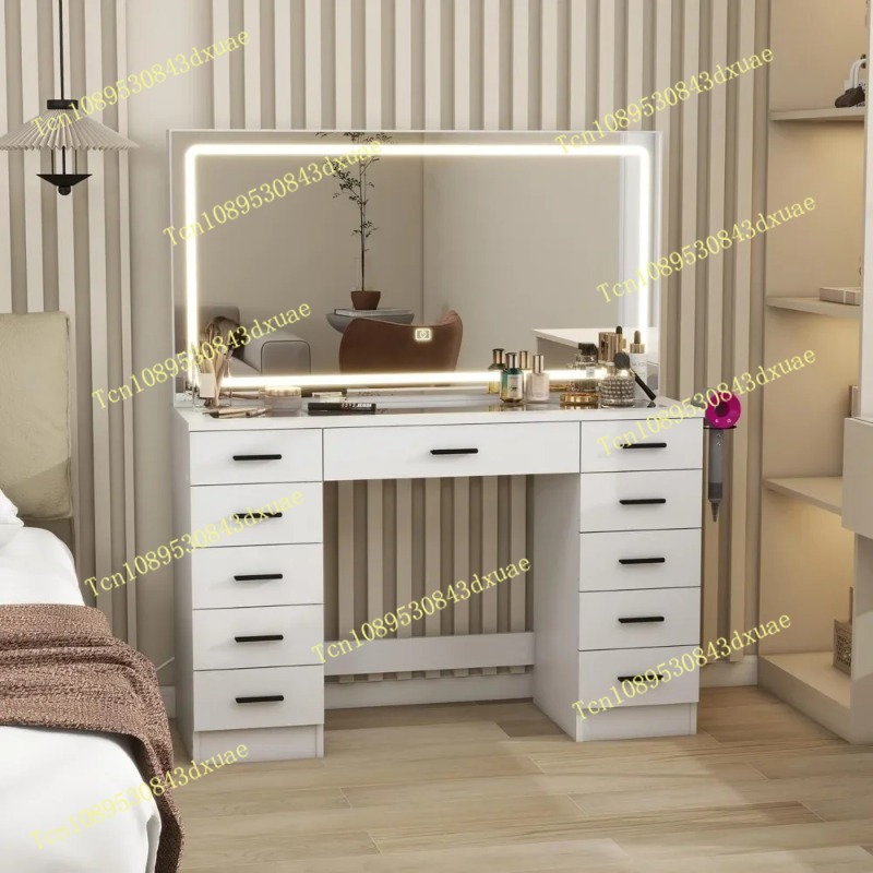Glass Top Makeup Table with Mi - Desk Setup Lighting のレビューと価格