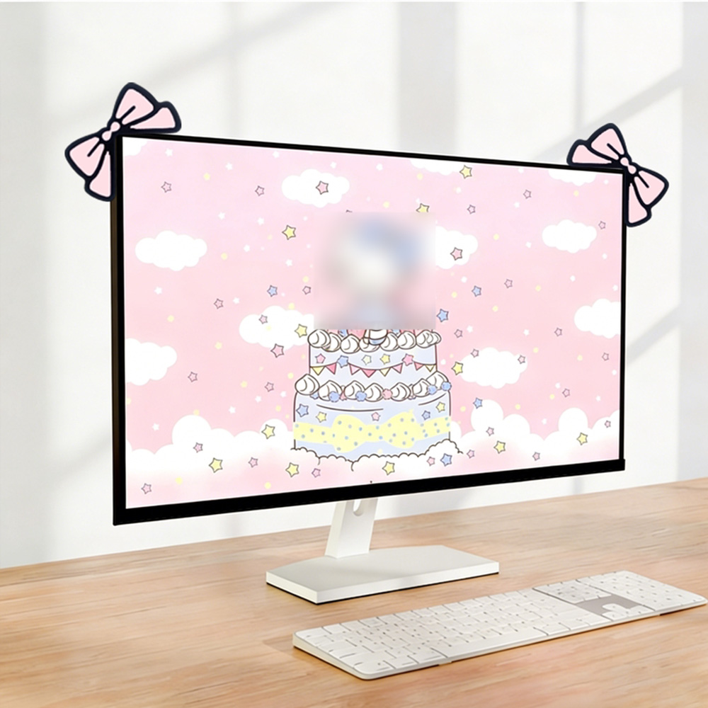 Cute Pink Bow Monitor Decor Ka - Desk Setup Girl のレビューと価格
