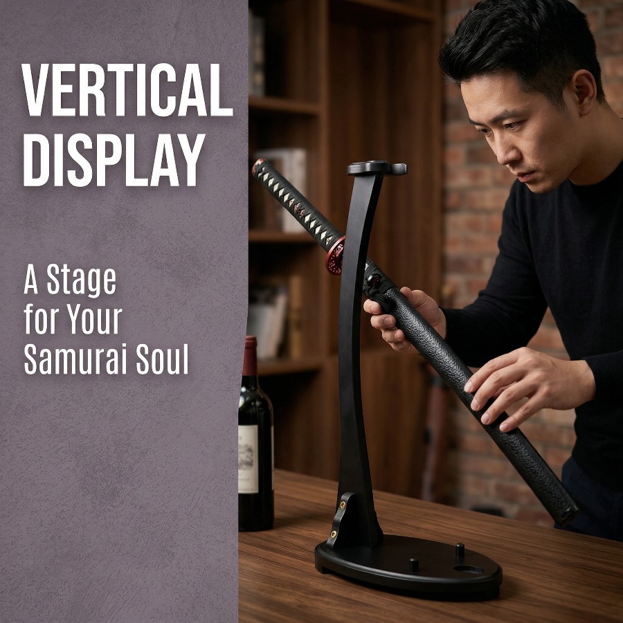 Vertical Katana Stand Sword Sh - Desk Setup Wood のレビューと価格