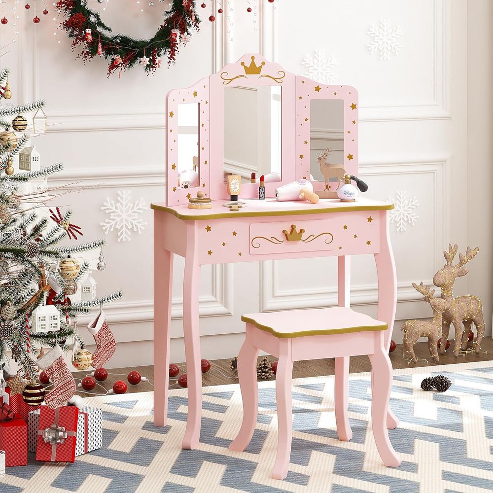 Kids Vanity Set with Mirror an - Desk Setup Girl のレビューと価格