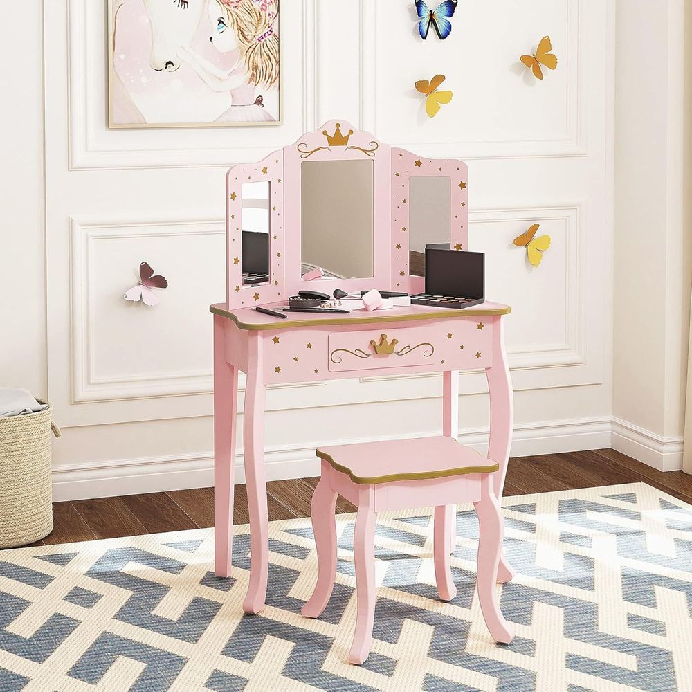 Kids Vanity Set with Mirror an - Desk Setup Girl のレビューと価格