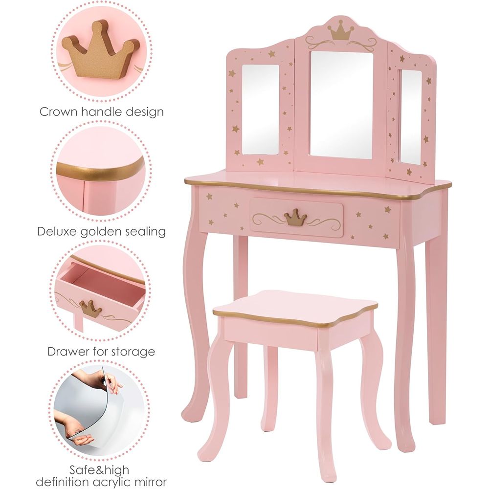 Kids Vanity Set with Mirror an - Desk Setup Girl のレビューと価格