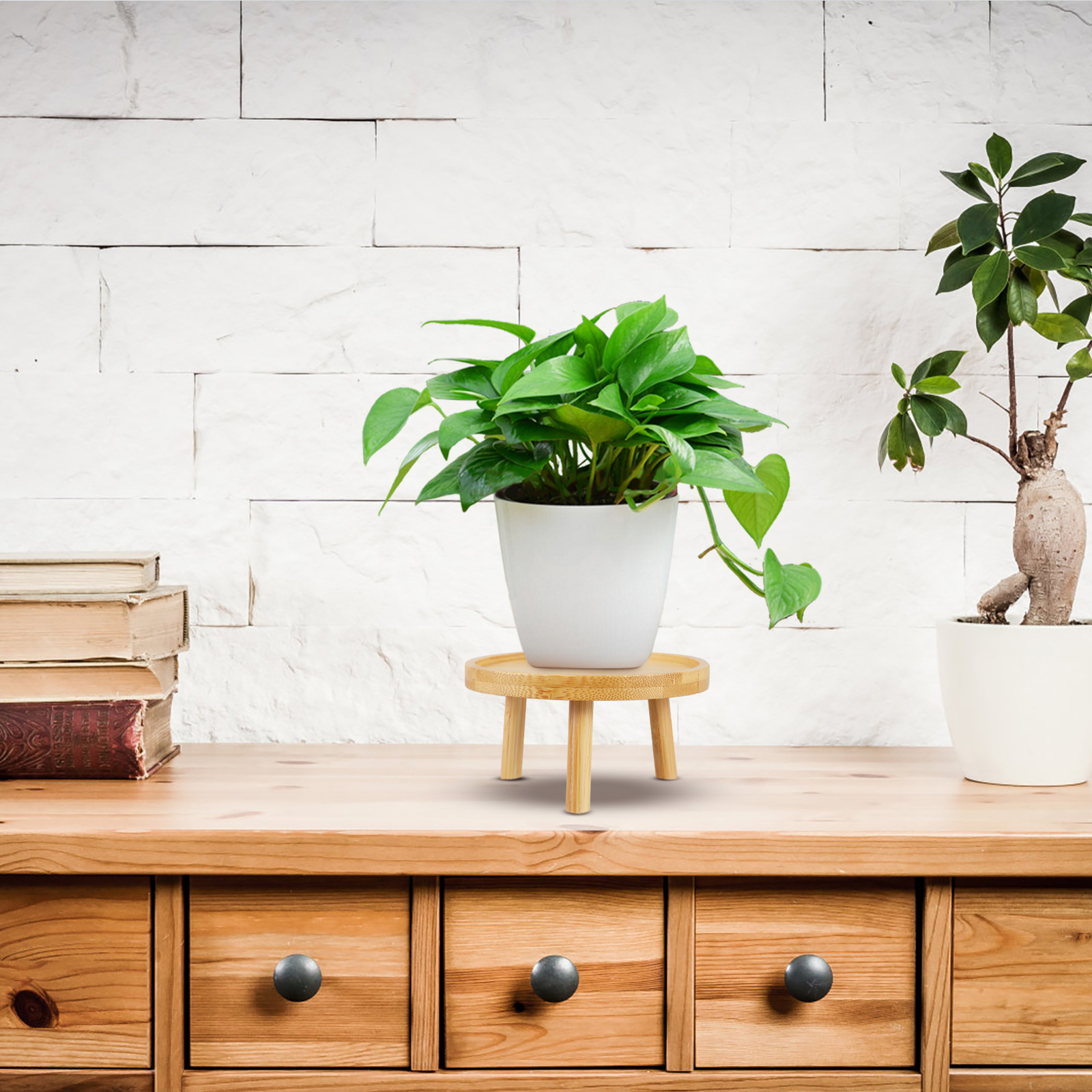 Holder Stand Pot Flower Wood W - Desk Setup Wood のレビューと価格