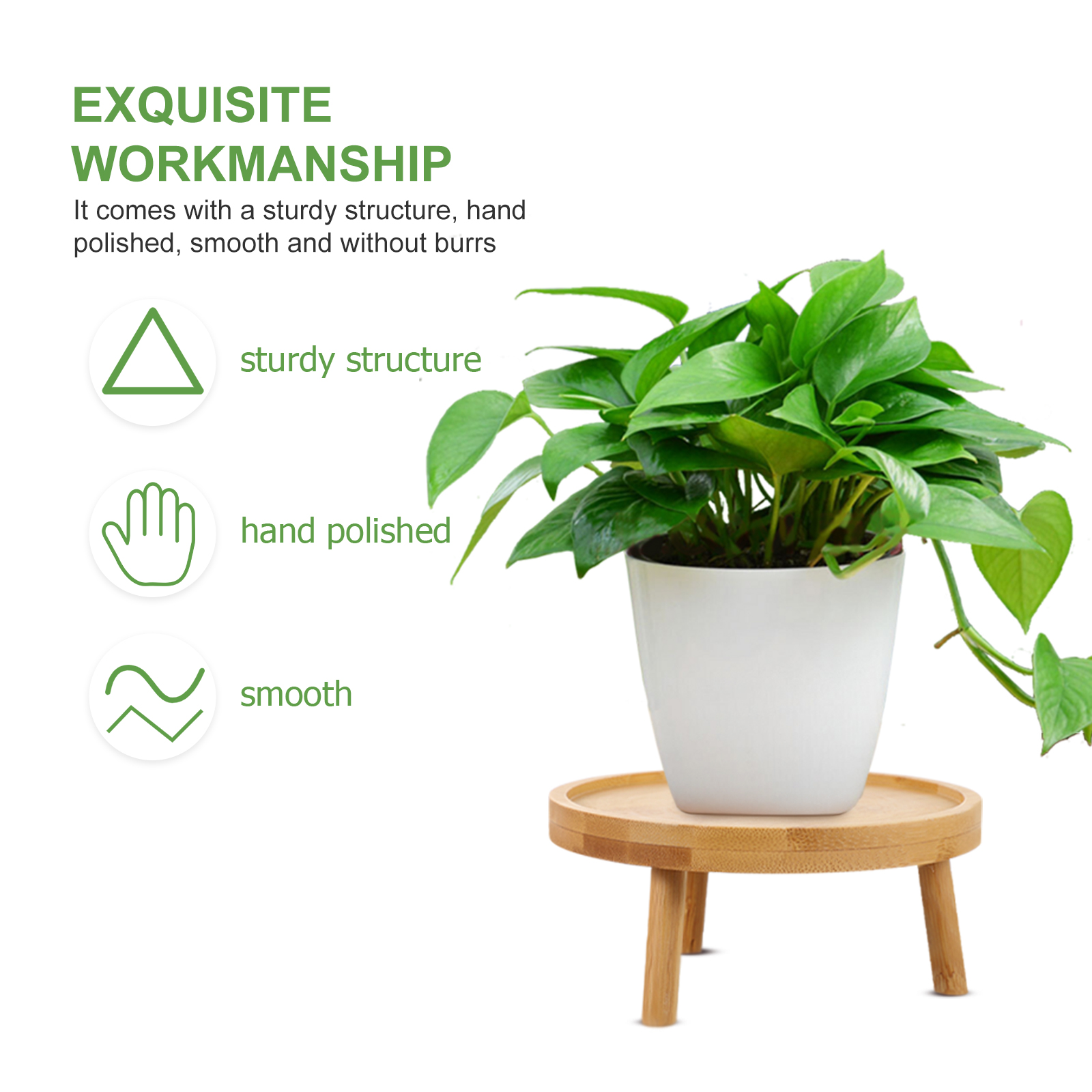 Holder Stand Pot Flower Wood W - Desk Setup Wood のレビューと価格