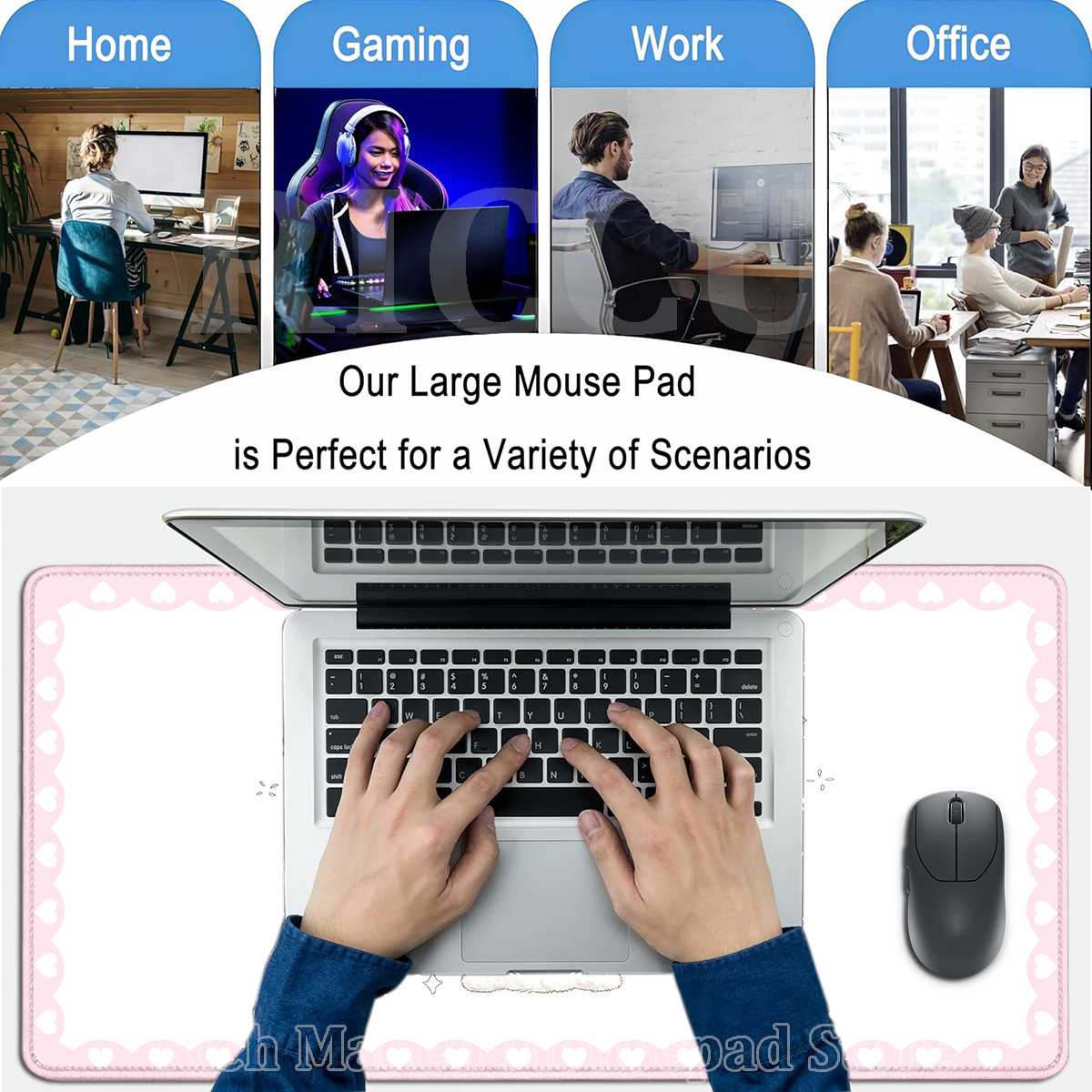 Pink Rabbit Mouse Pad XXL Cute - Desk Setup Pink のレビューと価格