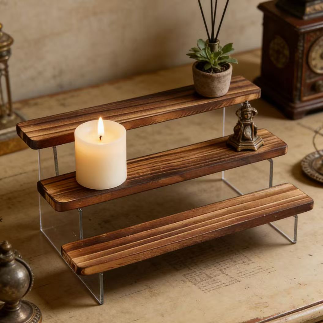 Charred Wooden Step Display St - Desk Setup Wood のレビューと価格