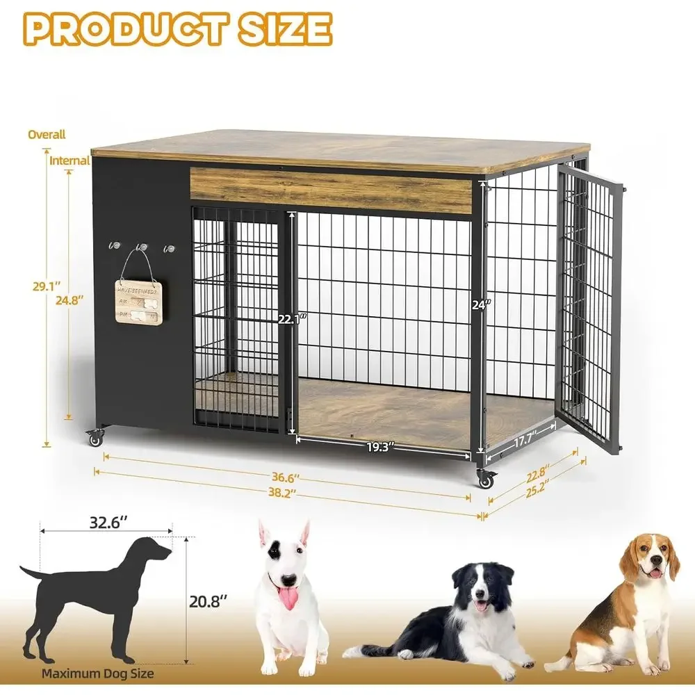 Rustic Brown Large Dog Crate F - Desk Setup Wood のレビューと価格