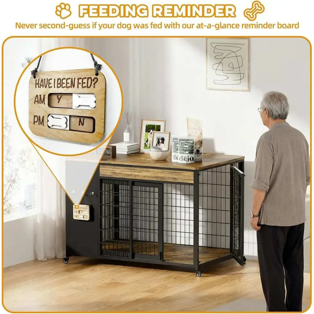 Rustic Brown Large Dog Crate F - Desk Setup Wood のレビューと価格