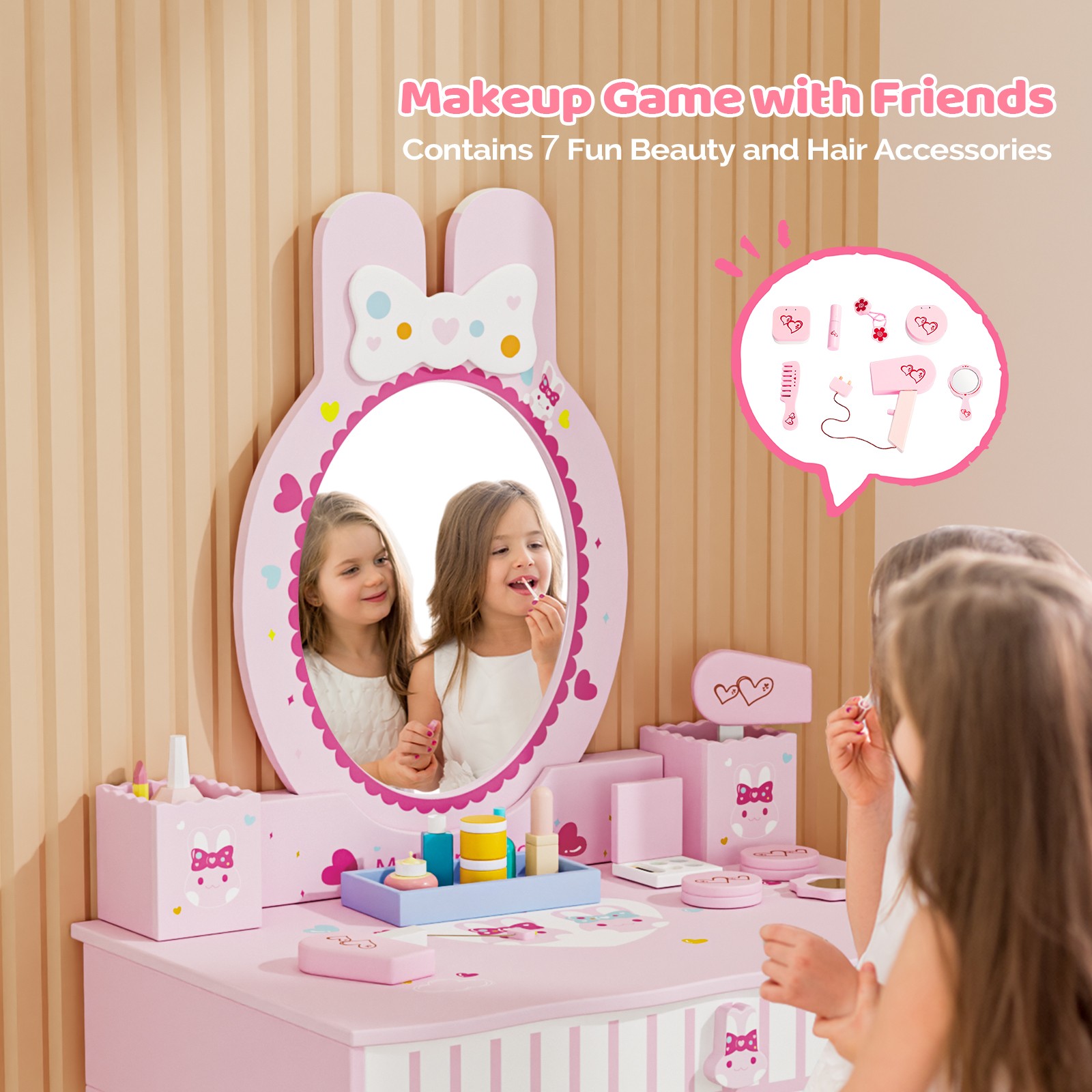Kids Vanity Set with Mirror &  - Desk Setup Wood のレビューと価格