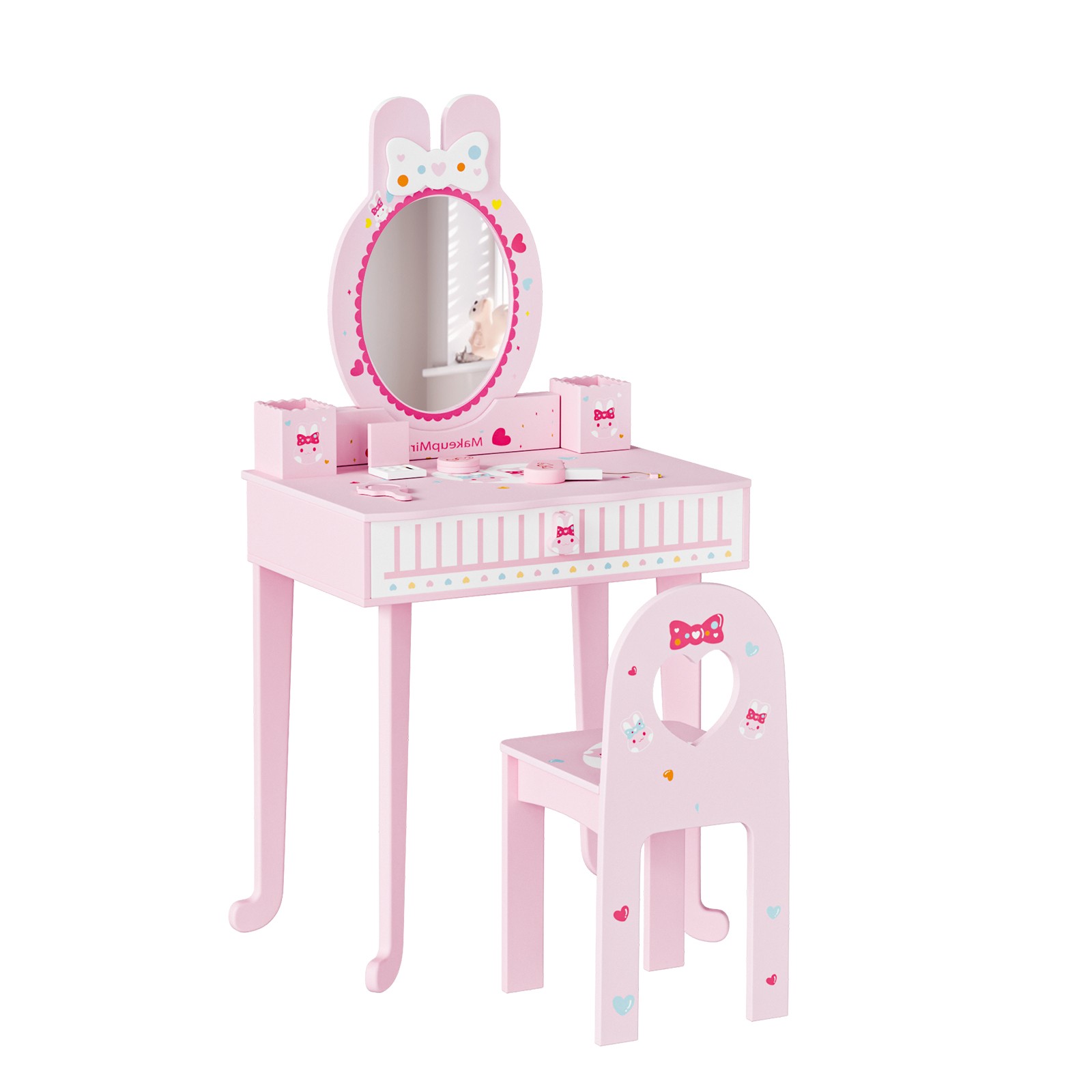 Kids Vanity Set with Mirror &  - Desk Setup Wood のレビューと価格