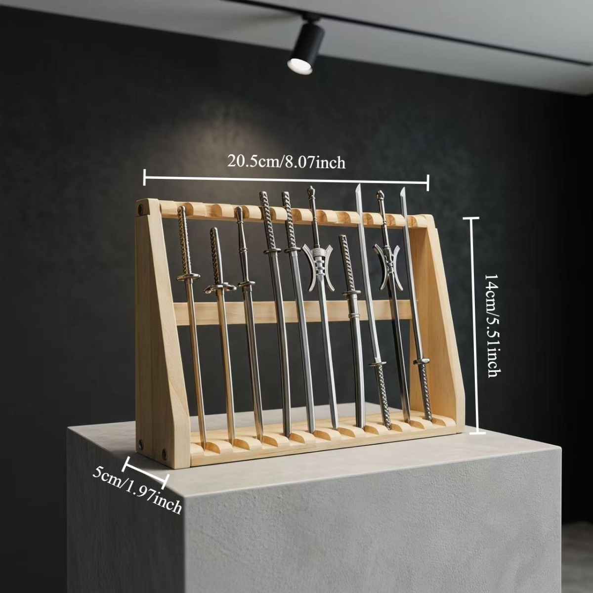 Wooden Desktop Sword Display S - Desk Setup Wood のレビューと価格