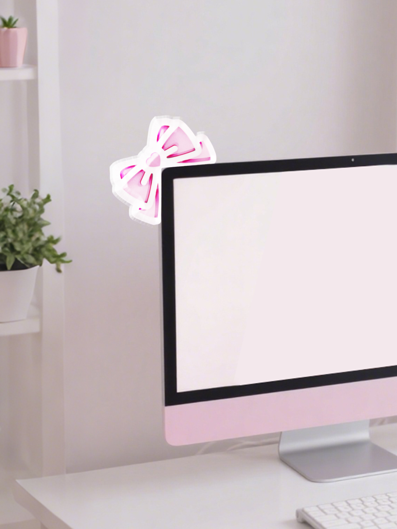 Kawaii Bow Monitor Decor Pink  - Desk Setup Pink のレビューと価格