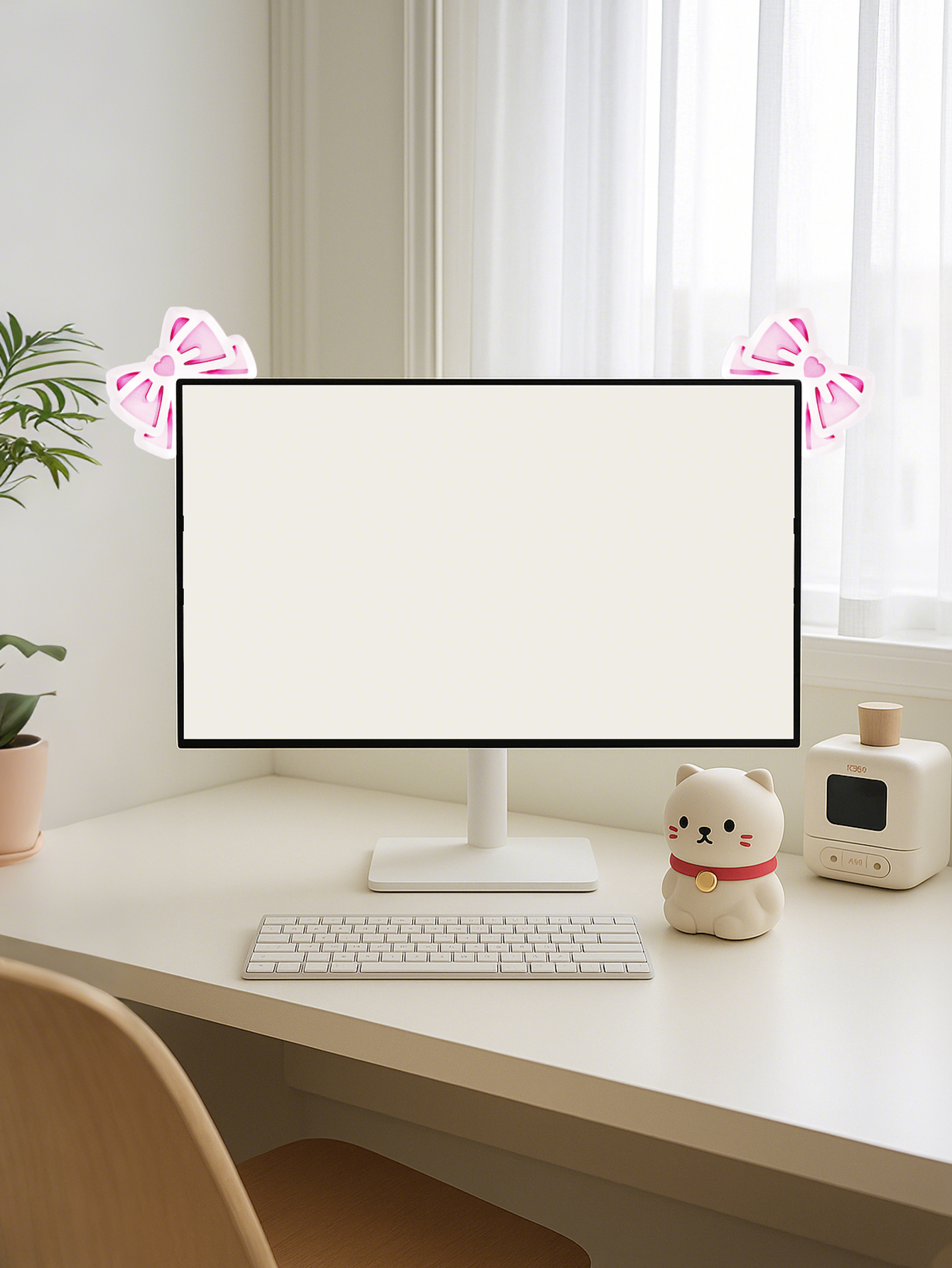 Kawaii Bow Monitor Decor Pink  - Desk Setup Pink のレビューと価格