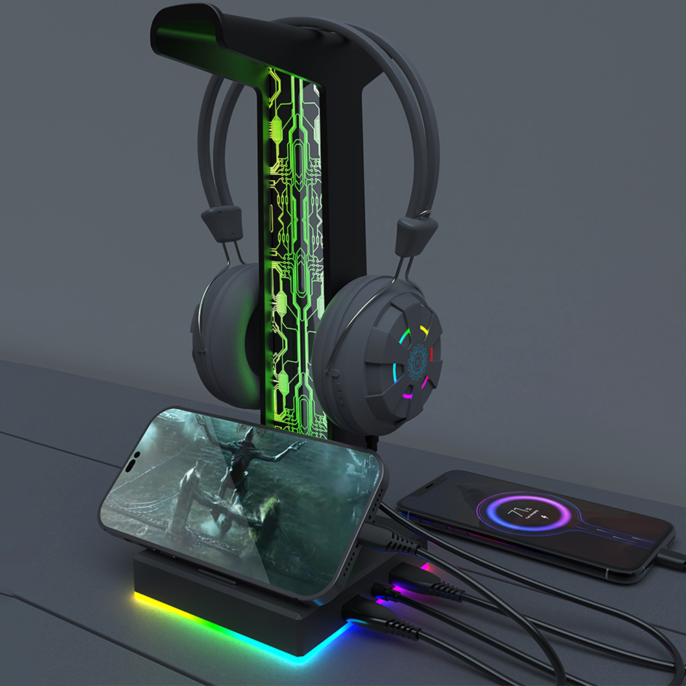 RGB Gaming Headphone Stand Dua - Desk Setup Lighting のレビューと価格
