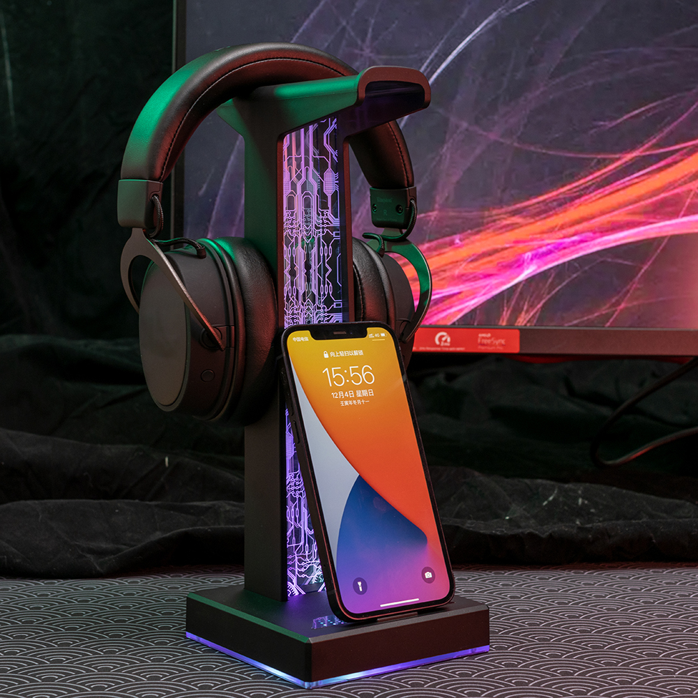 RGB Gaming Headphone Stand Dua - Desk Setup Lighting のレビューと価格