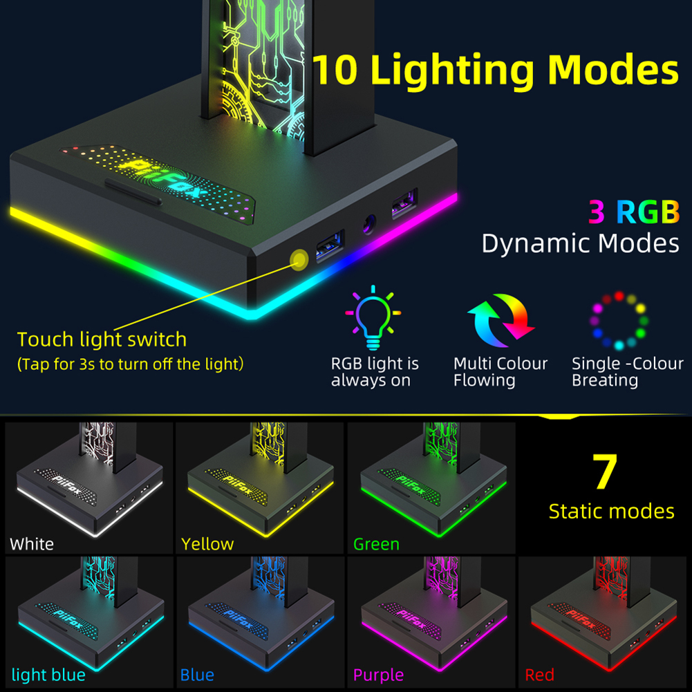 RGB Gaming Headphone Stand Dua - Desk Setup Lighting のレビューと価格