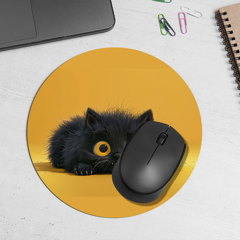 Cute Black Cat Round Mouse Pad - Desk Setup Or Set Up のレビューと価格